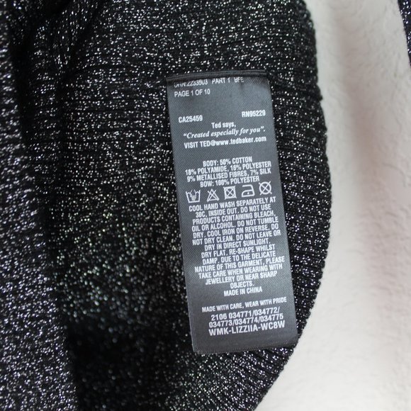 NWT TED BAKER Sweater- Metallised Bow Ribbed Knit - Picture 7 of 8